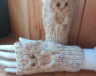 Owl fingerless gloves