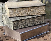 Handmade small jewellery box (approx. A4) with 4 different sized compartments, very suitable for young people. Dimensions 24x17x6cm