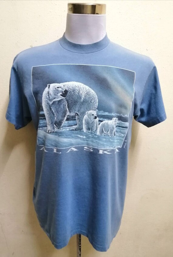 Vintage ALASKA Polar Bear Shirt Rare Family Bear B