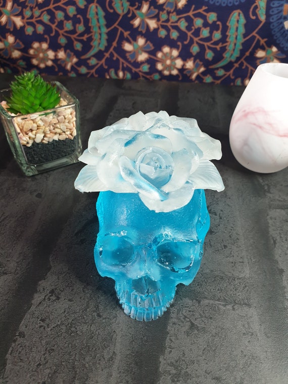 Resin Skull with Flowers Art & Collectibles Sculpture