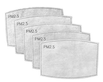 Filter packs PM2.5, pack of 5 or 10 filters, activated carbon filters, filters replacement, insertable filters for face mask in our shop