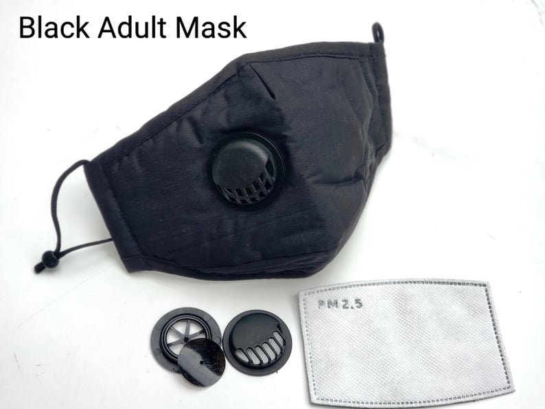 Washable, Reusable, Adjustable,special sale, Cotton Face Mask With Respirator / Breathing valve, Nose wire, Replaceable Carbon Filter image 3
