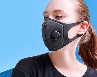 2 Foam Masks pack, Black, Breathing Valve | Face Mask | Athletic Mask | Washable | Reusable | Protective Mask