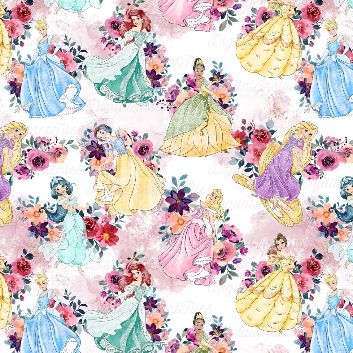 Princess Seamless Pattern Princess Seamless File Digital Etsy