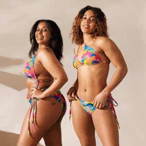 String bikini, top and bottoms, colorful, plus size, Camouflage. CUSTOMIZE YOUR SIZE