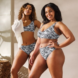 High Waisted Bikini, Camoflauge, Plus Size. CUSTOMIZE YOUR SIZE