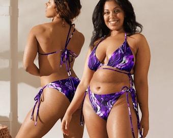 Customizable Plus Size Purple String Bikini - Beachwear for All Body Types