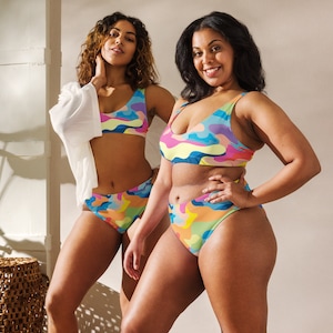 Colorful high-waisted bikini, Plus size bikini