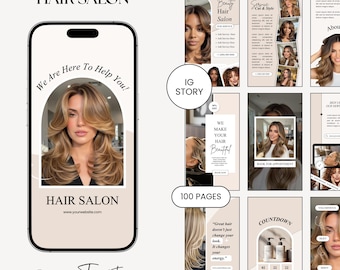 Hair Salon Instagram Story Templates Social Media Canva Editable Haircare Branding Hairdresser Content Digital Download for Business