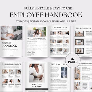 37 Page Employee Handbook Template, Editable Handbook, Handbook Design, Employee Training, Employee Template, New Employee, Training Manual