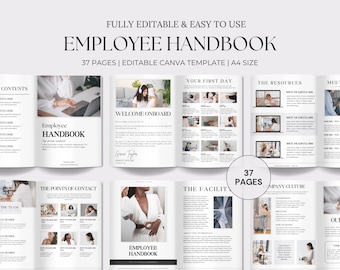 Employee Handbook Template Editable Handbook Design Employee Training Guide New Employee Manual Printable HR Digital Download for Business