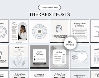 Therapist Instagram Templates for Psychologists Counselors and Mental Health Professionals Editable Canva Social Media Posts for Business