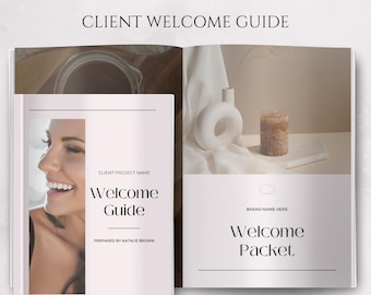 27 Page Client Welcome Guide, New Client Service Guide, Coaching Onboarding Template, Virtual Assistant Welcome Packet, Canva Template
