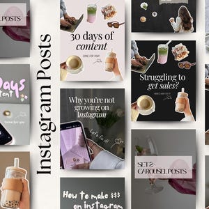 96 Instagram Posts, Aesthetic Carousels, Social Media Templates, Social Media Marketing, Canva Templates for Coaches, Carousel Posts