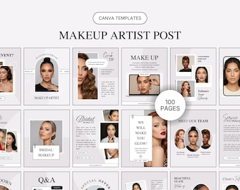 Makeup Artist Instagram Post Templates Beauty Skincare Instagram Templates Aesthetic Social Media Canva Templates For Business Owners