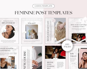 Pink Instagram Post Template Feminine Instagram Design Business Social Media Pack Pink Branding Printable Digital Download for Coaches