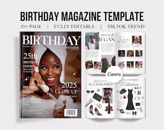 Birthday Magazine Template for Best Friend Personalized DIY Custom Magazine Editable Design Printable Digital Download Gift for Best Friend