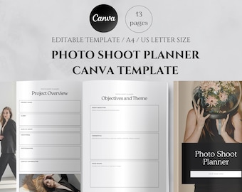 Photography Planner Template Photoshoot Session Organizer Photographer Workflow Guide Business Printable Digital Download for Client Work