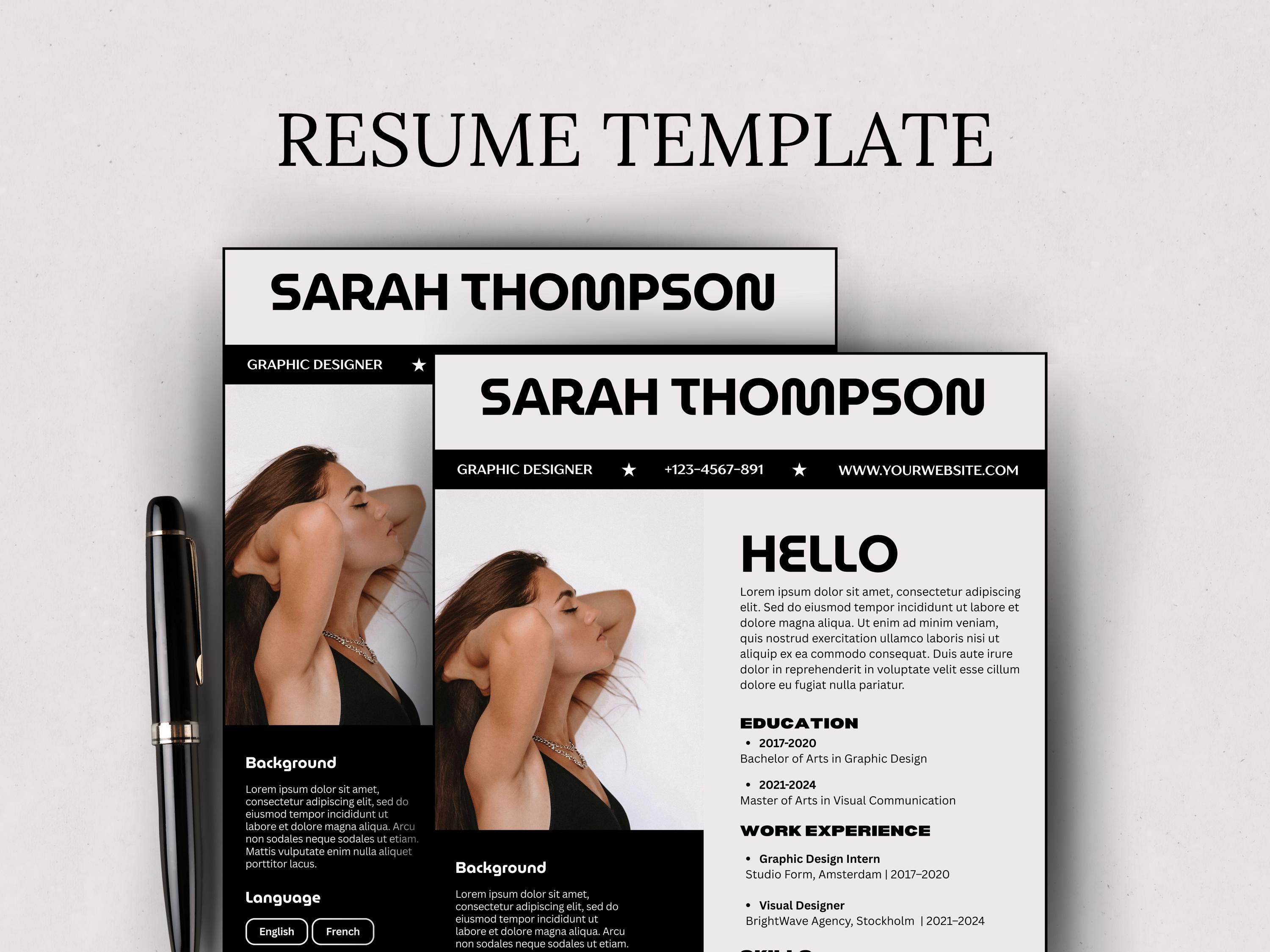 Canva Resume Template With Photo Editable Professional Resume Layout ...