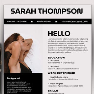 Canva Resume Template With Photo, Editable Resume Layout Canva Professional Resume Canva, Cv Template Canva, Creative Resume Canva Template