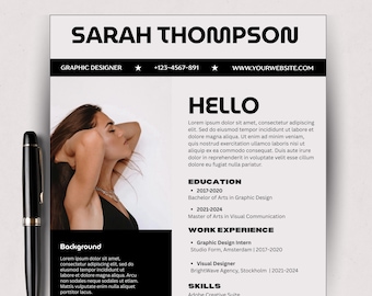 Canva Lebenslaufvorlage mit Foto bearbeitbar Professionelles Lebenslauflayout Kreative Lebenslaufvorlage Canva Design Druckbarer Digitaler Download Arbeitssuchender