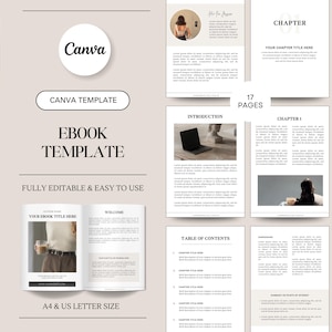 17 Pages Ebook Template, Minimalist Ebook, Workbook Template, Business Ebook, Coaching Ebook, Editable Ebook, Canva Ebook, Business Template