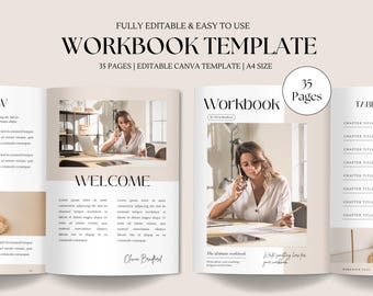 Plantilla de cuaderno de trabajo editable, guía de coaching, material del curso, descarga digital imprimible, plantilla de Canva para marketing empresarial para coaches online