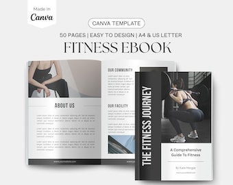 Modello di ebook di fitness, programma di allenamento per personal trainer, guida all'allenamento in palestra, piano di allenamento digitale stampabile, modello di personal trainer per allenatori