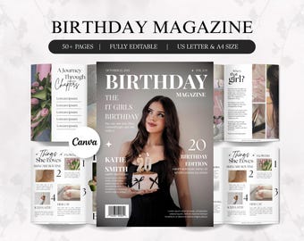 Birthday Magazine Template Custom Personalized Gift Printable Canva Design Unique Birthday Present Digital Download Gift for Her Best Friend