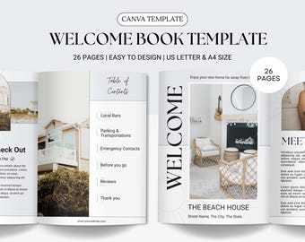 Airbnb Welcome Book Template Rental Guide VRBO Host Template Guest Book Manual Vacation Rental Printable Digital Download Host Essentials