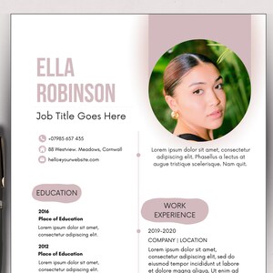 Resume Template Canva Creative Resume Modern CV Template Professional Photo Resume Design Printable Digital Download for Job Applications
