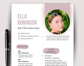 Resume Template Canva Creative Resume Modern CV Template Professional Photo Resume Design Printable Digital Download for Job Applications