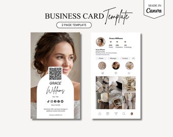 Instagram Business Card Template Vertical Canva Editable Social Media Contact Card Modern Branding Printable Digital Download for Business