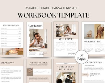 Plantilla de cuaderno de trabajo empresarial, cuaderno de trabajo de coaching, guía del curso, planificador editable, descarga digital imprimible, plantilla de Canva para cuaderno de trabajo de marketing.