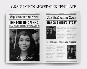 Graduation Newspaper Template Custom Canva Newspaper Print Party Invite Editable Large Newspaper Printable Digital Download for Graduation