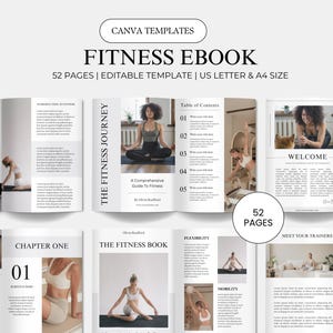Plantilla de ebook de fitness, programa de entrenamiento, guía de bienestar, plan de entrenamiento de yoga, descarga digital imprimible, libro de entrenamiento personal para gimnasio para entrenadores