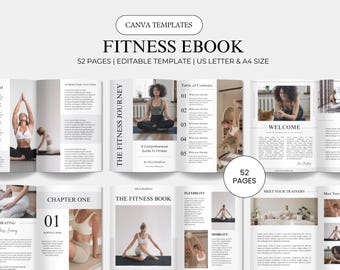 Fitness Ebook Template Workout Program Wellness Guide Yoga Training Plan Printable Digital Download Personal Training Gym Book for Coaches