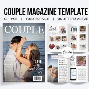 Couple Magazine Template, Anniversary Gift, Custom Magazine, Personalized Gift, Anniversary Template, Couple Gift, Gift For Him And Her