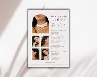 Photography Pricing Guide Template, Price Guide Template, Pricing Template, Family Session Guide, Pricing Sheet, Pricing List, Mini Session