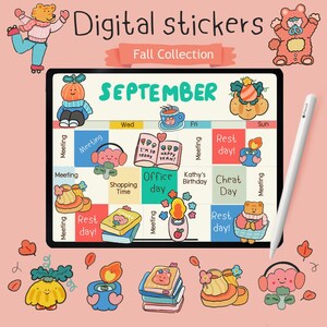 Digital Stickers &#39;Fall collection&#39;  l Pre-cropped file for Goodnotes & Notability l individual PNG file with transparent background