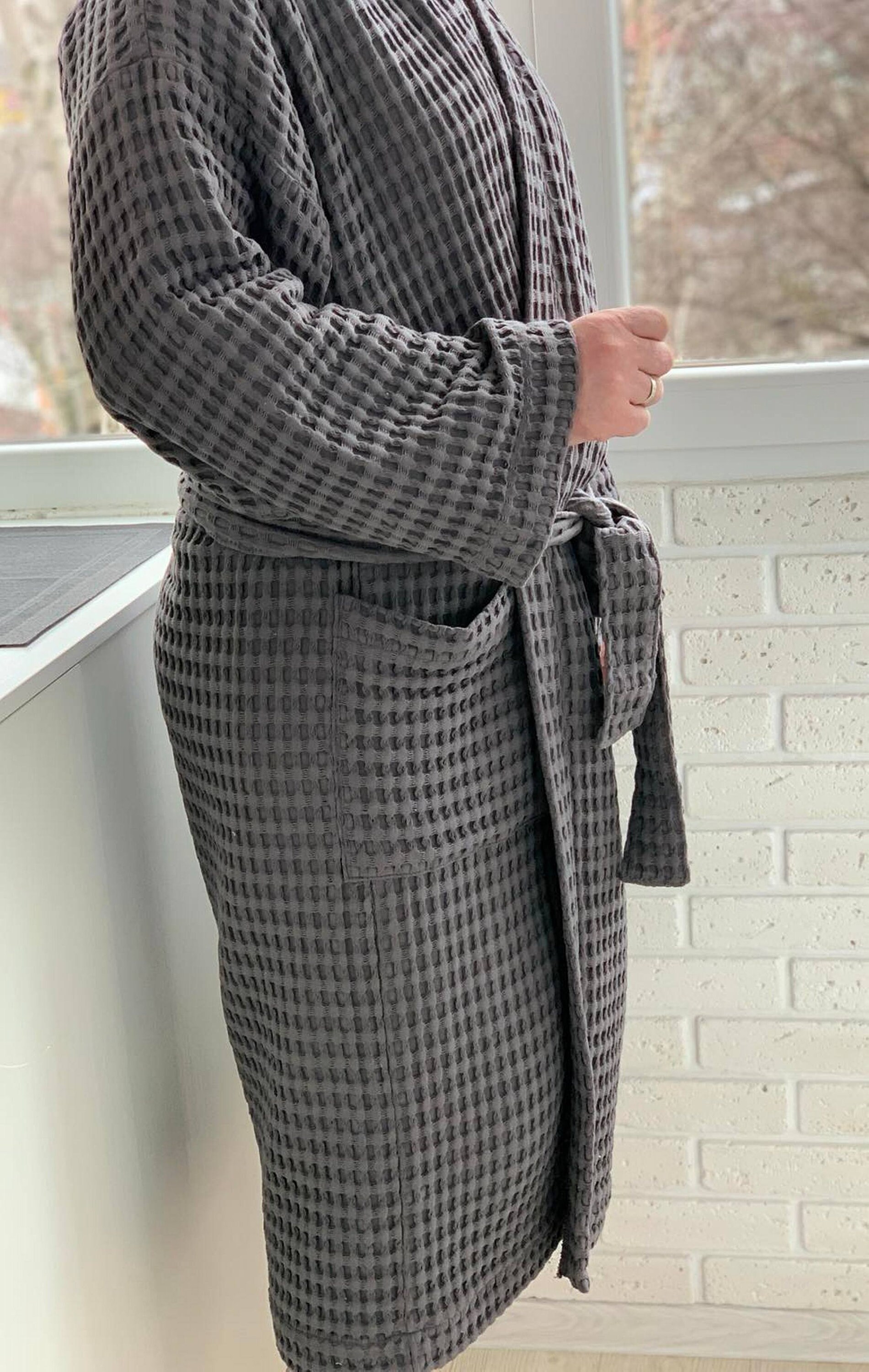 Waffle Weave Robe for Men Bathrobe/ Kimono... Lightweight Etsy