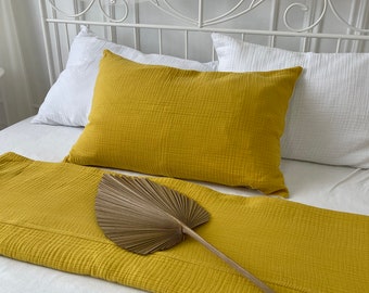 Cotton MUSLIN GAUZE PILLOW Cover with Zipper Body Pillow  Zippered Travel King Queen Standard Muslin Gauze Pillow case with Zip