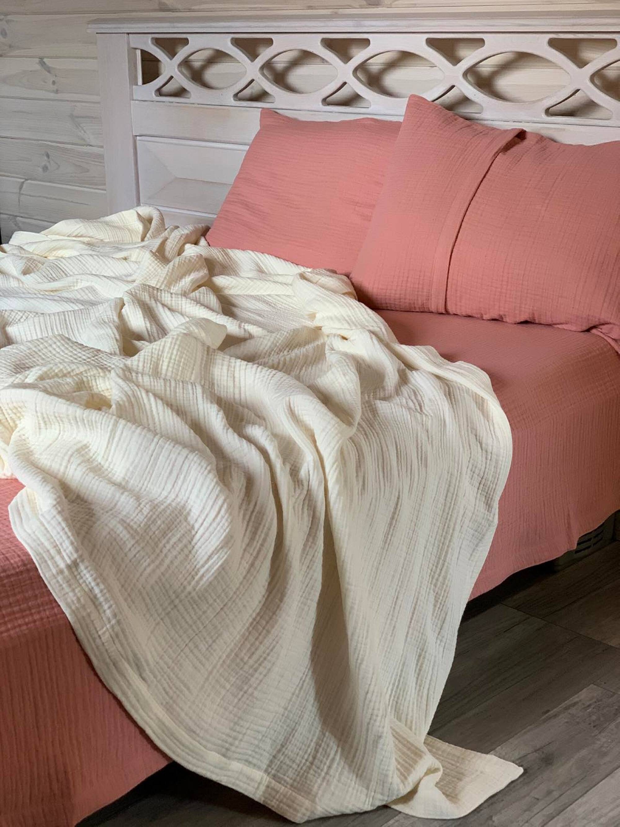 Gauze Muslin Cotton Large King Queen Blanket Turmeric Rust Etsy