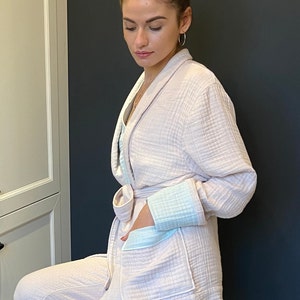 Organic Cotton Gauze Pajama Set: 3-Piece Kimono Loungewear