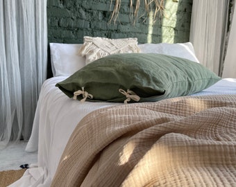 Organic Cotton Muslin Throw Blanket: Lightweight Gauze Bedspread