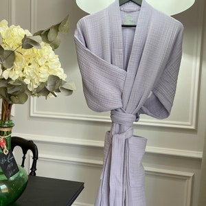 Organic Cotton Muslin Woman Men Gauze Bath Robe His and Hers Robes Soft Lightweight Long Plus Size Robe