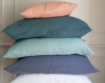 Muslin Pillowcase Cotton Gauze Fitted Sheet Organic Eco-Friendly Sustainable Bedding Pillow Cover, Fitted Sheet Twin/Full/Queen Dorm Bedding