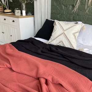 Organic Cotton Muslin Gauze Blanket: King, Queen, Twin Sizes image 1
