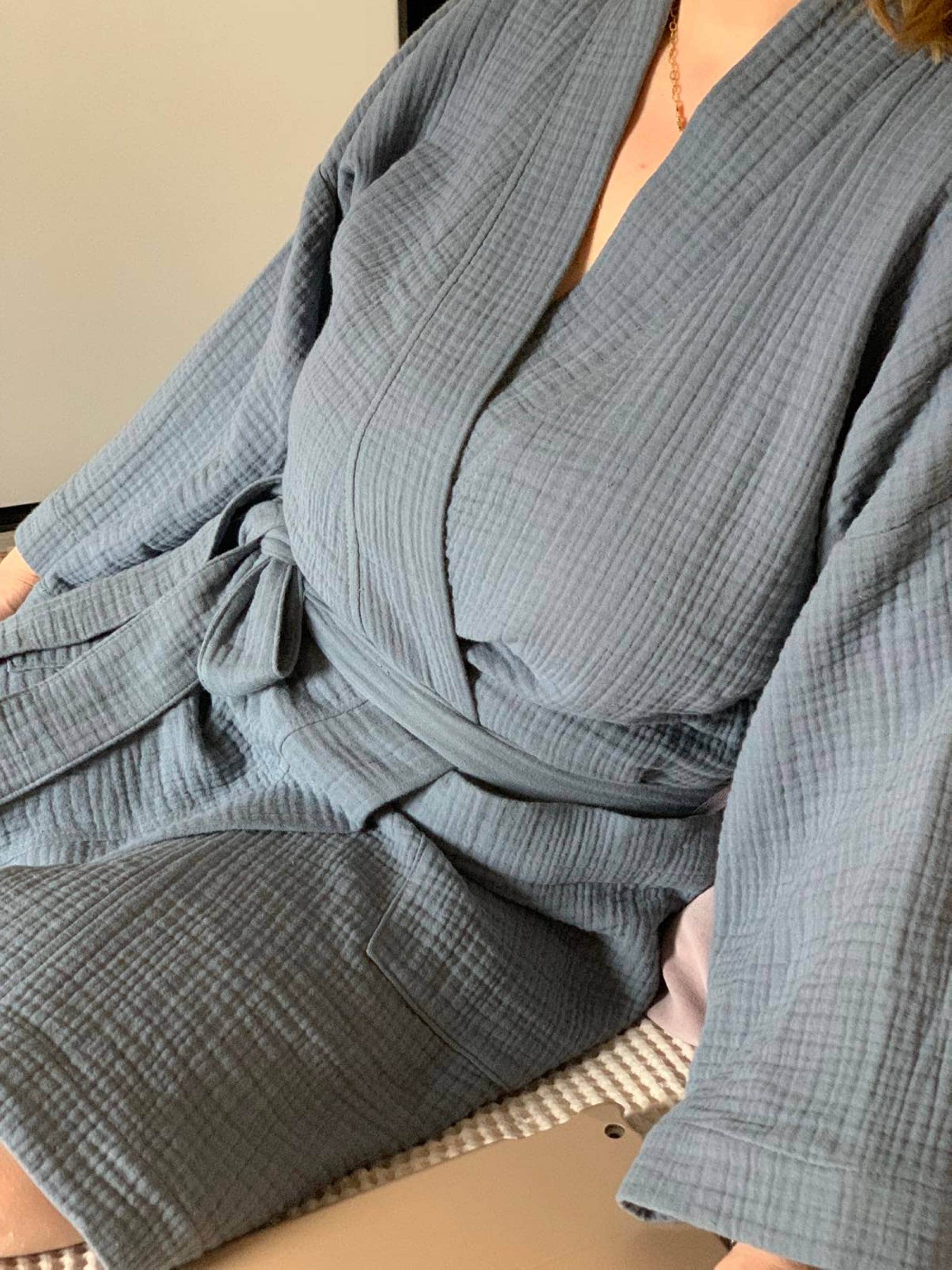 Muslin Robe Woman Gauze Bathrobe Cotton Hooded Gown Robe Etsy