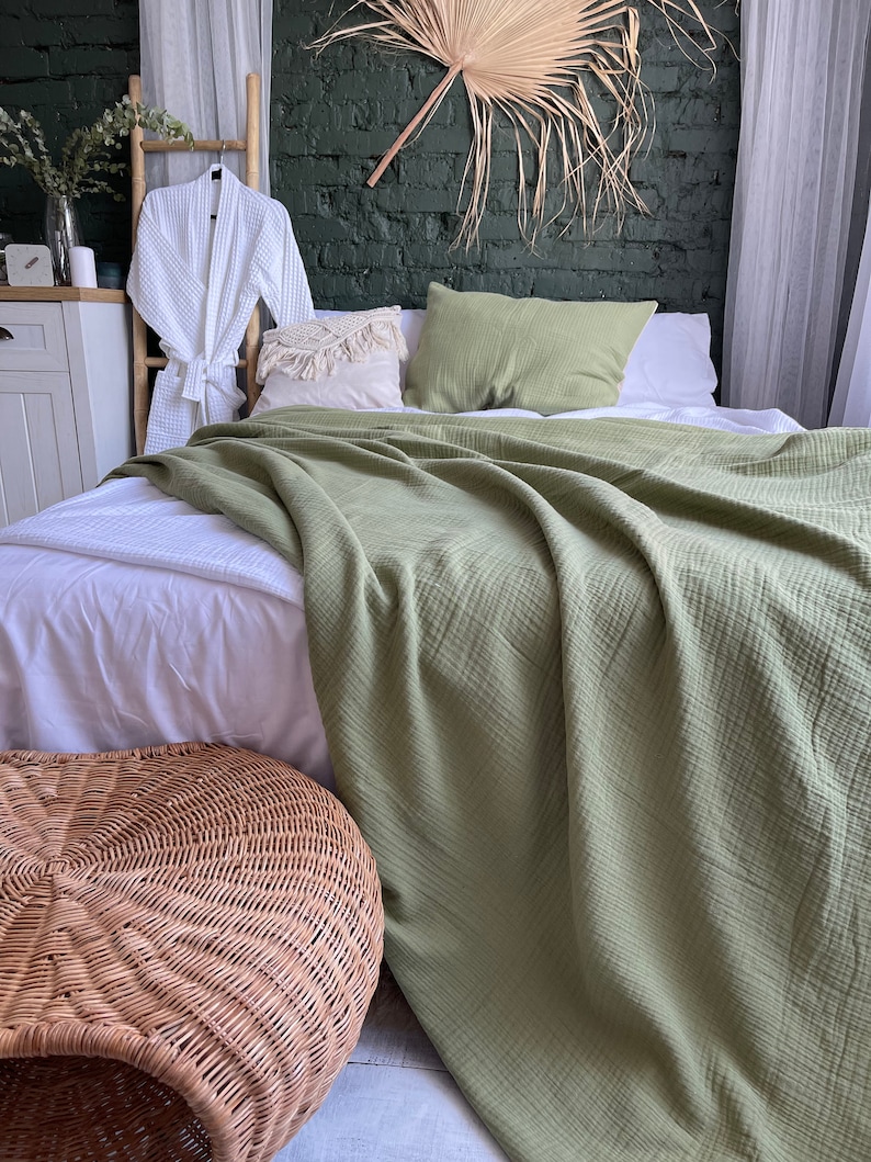 KING MUSLIN GAUZE 120 Coverlet Organic 100 Cotton Etsy